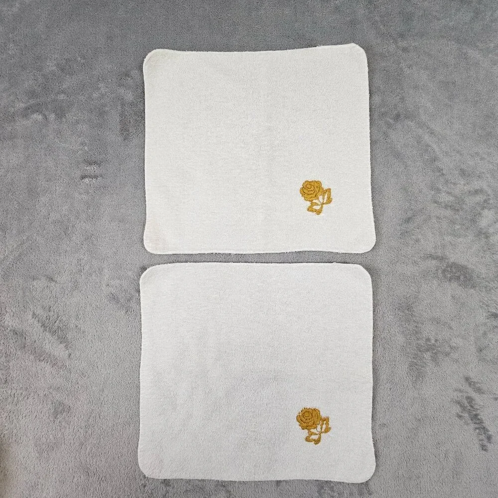 Vintage Dundee Rose Gold Embroidered Towel Set 1 Bath 1‎ Hand 2 Washcloths USA